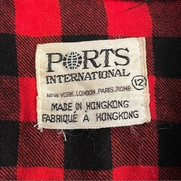 Vintage Ports Red Black Buffalo Plaid Wool Blend Shirt - Small - Picture 5 of 10